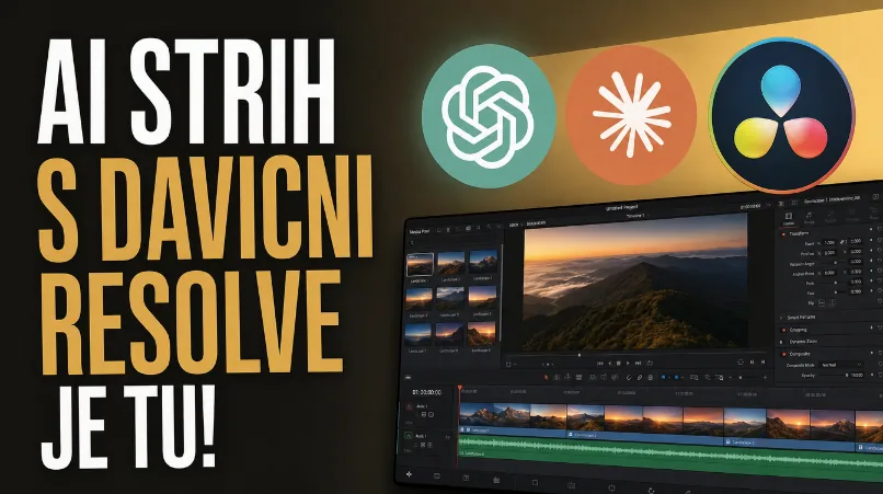Claude Code, ChatGPT a DaVinci Resolve prepojenie cez natívny AI Assistant — ukážka rozhrania s AI strihom videa